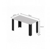 Mesa de Comedor, Mesa de Salón, Mesa de Oficina, Tablero de 2.5 cm, Blanco, 120x60x75 cm