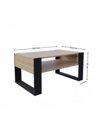Mesa de centro, Mesa de café para salón, oficina, Roble Sonoma, 60,5 x 53,6 x 45 cm