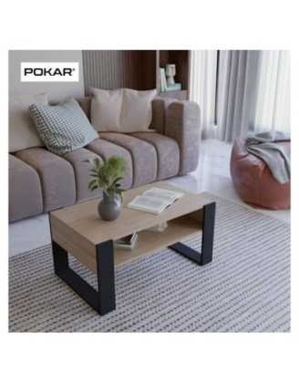 Mesa de centro, Mesa de café para salón, oficina, Roble Sonoma, 60,5 x 53,6 x 45 cm