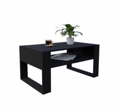 Mesa de centro, Mesa de café para salón, oficina, Negro, 60,5 x 53,6 x 45 cm