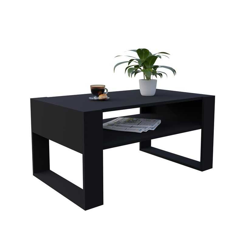 Mesa de centro, Mesa de café para salón, oficina, Negro, 60,5 x 53,6 x 45 cm