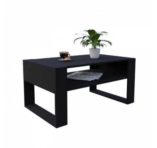 Mesa de centro, Mesa de café para salón, oficina, Negro, 60,5 x 53,6 x 45 cm