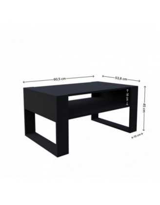 Mesa de centro, Mesa de café para salón, oficina, Negro, 60,5 x 53,6 x 45 cm