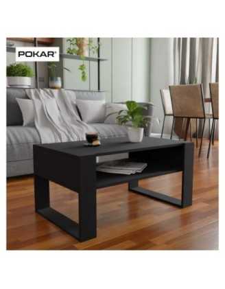 Mesa de centro, Mesa de café para salón, oficina, Negro, 60,5 x 53,6 x 45 cm