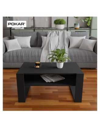 Mesa de centro, Mesa de café para salón, oficina, Negro, 60,5 x 53,6 x 45 cm