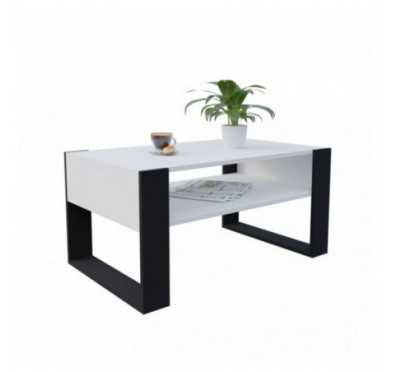 Mesa de centro, Mesa de café para salón, oficina, Blanco, 92 x 53,6 x 45 cm