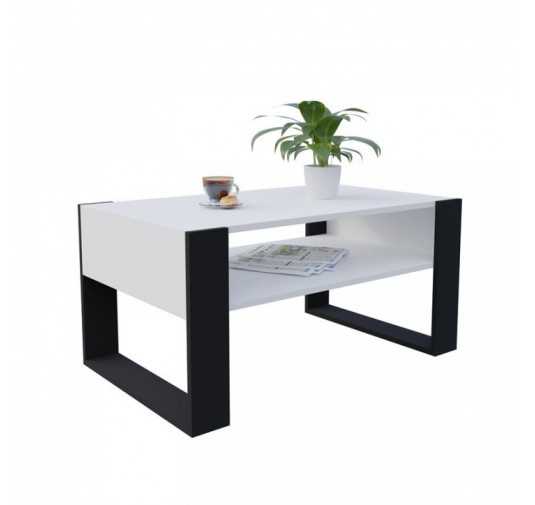 Mesa de centro, Mesa de café para salón, oficina, Blanco, 92 x 53,6 x 45 cm