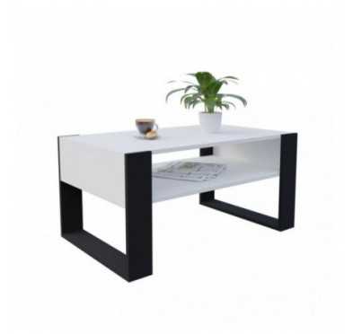 Mesa de centro, Mesa de café para salón, oficina, Blanco, 60,5 x 53,6 x 45 cm