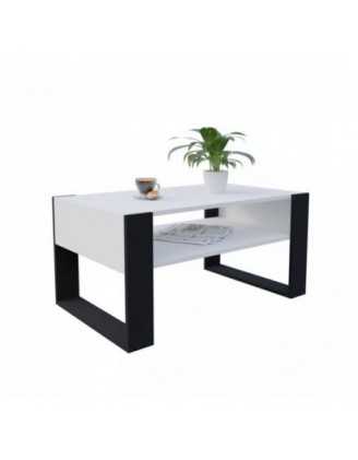 Mesa de centro, Mesa de café para salón, oficina, Blanco, 60,5 x 53,6 x 45 cm