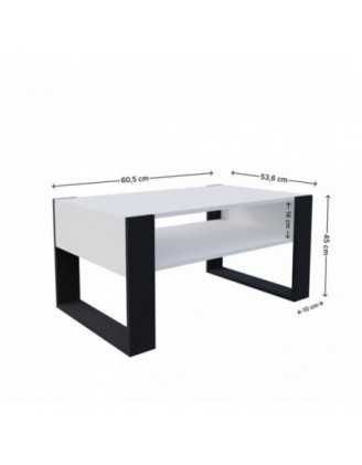 Mesa de centro, Mesa de café para salón, oficina, Blanco, 60,5 x 53,6 x 45 cm
