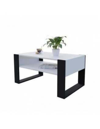 Mesa de centro, Mesa de café para salón, oficina, Blanco, 60,5 x 53,6 x 45 cm