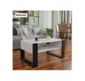 Mesa de centro, Mesa de café para salón, oficina, Blanco, 60,5 x 53,6 x 45 cm