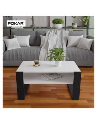 Mesa de centro, Mesa de café para salón, oficina, Blanco, 60,5 x 53,6 x 45 cm
