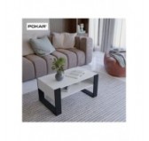 Mesa de centro, Mesa de café para salón, oficina, Blanco, 60,5 x 53,6 x 45 cm