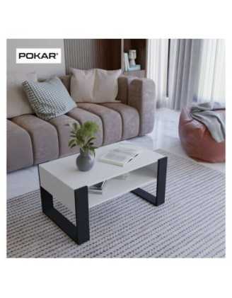 Mesa de centro, Mesa de café para salón, oficina, Blanco, 60,5 x 53,6 x 45 cm