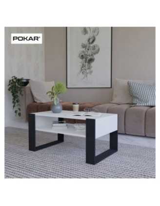 Mesa de centro, Mesa de café para salón, oficina, Blanco, 60,5 x 53,6 x 45 cm