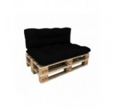 Set de 2 Cojines para Palets - Asiento 120x80 cm + Respaldo 120x40 cm, Impermeable, Acolchado, Negro