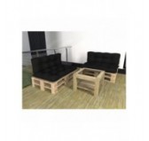 Set de 2 Cojines para Palets - Asiento 120x80 cm + Respaldo 120x40 cm, Impermeable, Acolchado, Negro