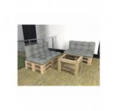 Set de 2 Cojines para Palets - Asiento 120x80 cm + Respaldo 120x40 cm, Impermeable, Acolchado, Gris