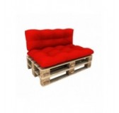 Set de 2 Cojines para Palets - Asiento 120x80 cm + Respaldo 120x40 cm, Impermeable, Acolchado, Rojo