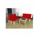 Set de 2 Cojines para Palets - Asiento 120x80 cm + Respaldo 120x40 cm, Impermeable, Acolchado, Rojo