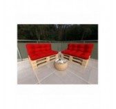 Set de 2 Cojines para Palets - Asiento 120x80 cm + Respaldo 120x40 cm, Impermeable, Acolchado, Rojo