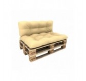 Set de 2 Cojines para Palets - Asiento 120x80 cm + Respaldo 120x40 cm, Impermeable, Acolchado, Beige