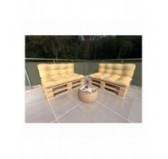 Set de 2 Cojines para Palets - Asiento 120x80 cm + Respaldo 120x40 cm, Impermeable, Acolchado, Beige