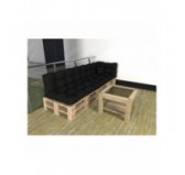 Set de 6 Cojines para Palets, 2x Asiento + 2x Respaldo + Lateral + Decorativa, Impermeable, Acolchado, Negro