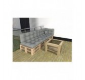 Set de 6 Cojines para Palets, 2x Asiento + 2x Respaldo + Lateral + Decorativa, Impermeable, Acolchado, Gris