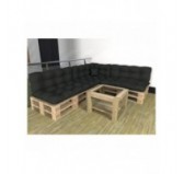 Set de 8 Cojines para Palets, 3x Asiento + 3x Respaldo + Lateral + Decorativa, Impermeable, Acolchado, Antracita