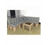 Set de 8 Cojines para Palets, 3x Asiento + 3x Respaldo + Lateral + Decorativa, Impermeable, Acolchado, Gris