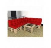 Set de 8 Cojines para Palets, 3x Asiento + 3x Respaldo + Lateral + Decorativa, Impermeable, Acolchado, Rojo