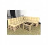 Set de 8 Cojines para Palets, 3x Asiento + 3x Respaldo + Lateral + Decorativa, Impermeable, Acolchado, Beige