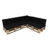 Set de 8 Cojines para Palets, 3x Asiento + 3x Respaldo + Lateral + Decorativa, Impermeable, Acolchado, Antracita