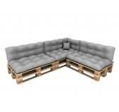 Set de 8 Cojines para Palets, 3x Asiento + 3x Respaldo + Lateral + Decorativa, Impermeable, Acolchado, Gris