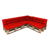 Set de 8 Cojines para Palets, 3x Asiento + 3x Respaldo + Lateral + Decorativa, Impermeable, Acolchado, Rojo