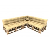 Set de 8 Cojines para Palets, 3x Asiento + 3x Respaldo + Lateral + Decorativa, Impermeable, Acolchado, Beige