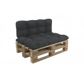 Set de 2 Cojines para Palets - Asiento 120x60 cm + Respaldo 120x60 cm, Acolchado, Antracita