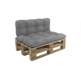 Set de 2 Cojines para Palets - Asiento 120x60 cm + Respaldo 120x60 cm, Acolchado, Gris