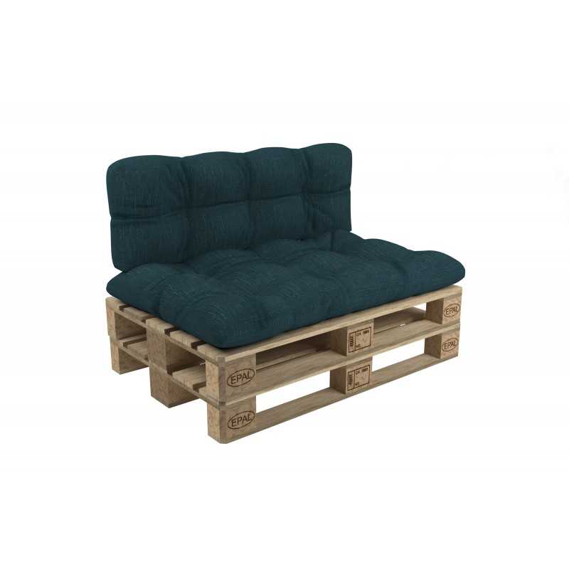 Set de 2 Cojines para Palets - Asiento 120x60 cm + Respaldo 120x60 cm, Acolchado, Verde Oscuro