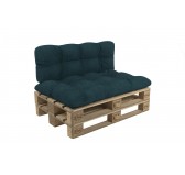 Set de 2 Cojines para Palets - Asiento 120x60 cm + Respaldo 120x60 cm, Acolchado, Verde Oscuro