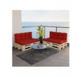 Set de 2 Cojines para Palets, 120x80 cm + 120x40 cm, Acolchado, Rojo