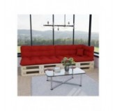 Set de 6 Cojines para Palets, 2x 120x80 + 2x 120x40 + 60x40 + 40x40 Acolchado, Rojo