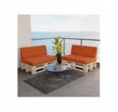 Set de 2 Cojines para Palets, 120x80 cm + 120x40 cm, Naranja