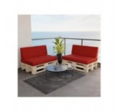 Set de 2 Cojines para Palets, 120x80 cm + 120x40 cm, Rojo