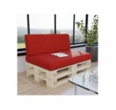 Set de 2 Cojines para Palets, 120x80 cm + 120x40 cm, Rojo