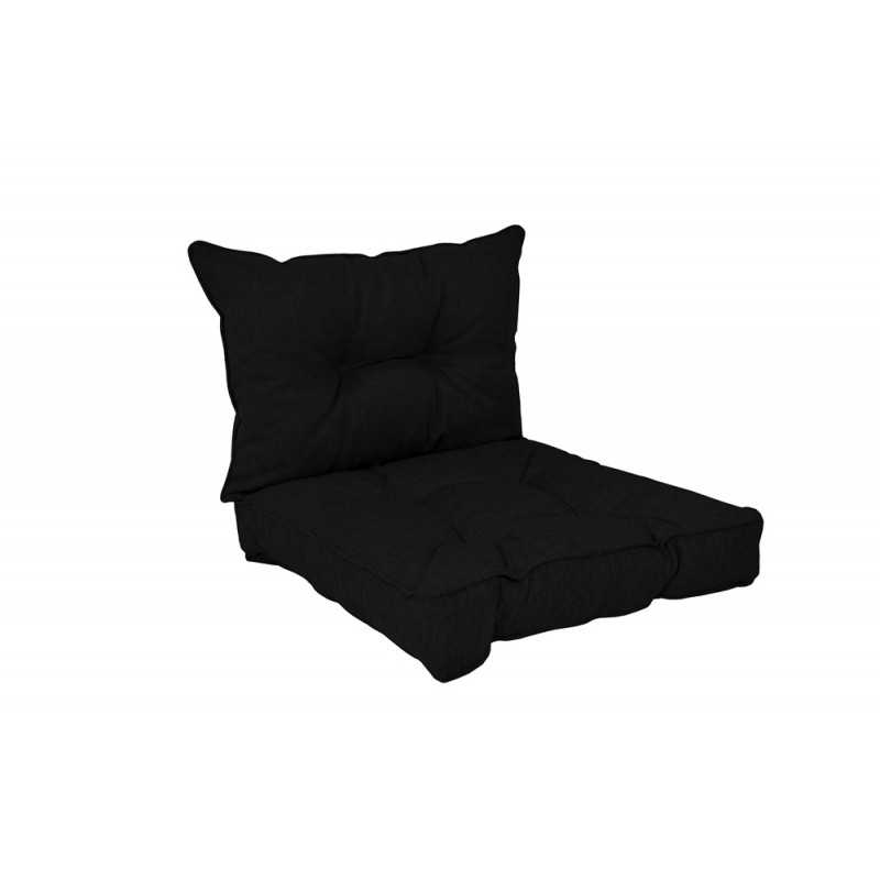 Set de 2 Cojines para Silla de Jardín Negro 60x60 + 60x40