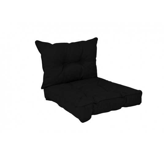 Set de 2 Cojines para Silla de Jardín Negro 60x60 + 60x40