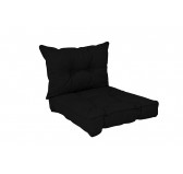 Set de 2 Cojines para Silla de Jardín Negro 60x60 + 60x40